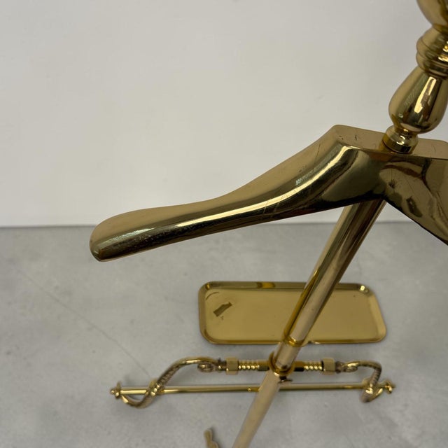Metal Vintage Mid Century Gentlemens Valet Brass Gentlemens Butler Coat Floor Stand For Sale - Image 7 of 12