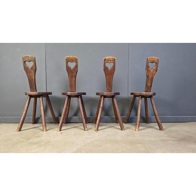 1960s Vintage Brutalist Heart-Shaped Chairs, 1960s, Set of 4 For Sale - Image 5 of 15