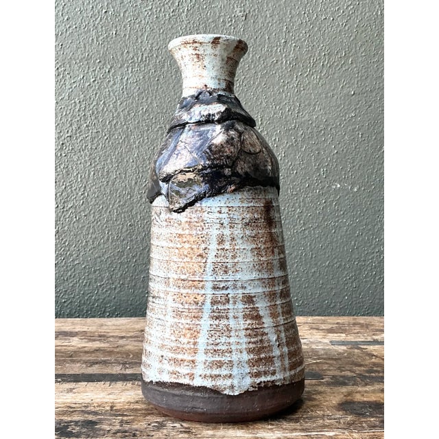Contemporary Vintage Handcrafted Ceramic Vase For Sale - Image 3 of 12