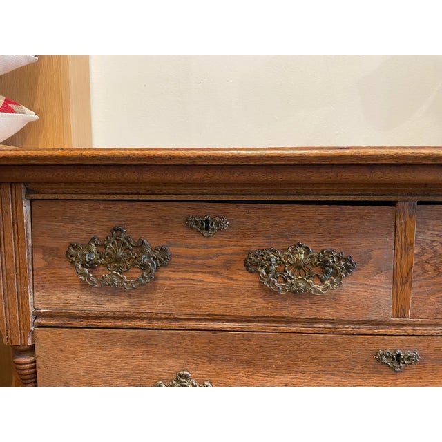 1900 - 1909 Antique 4-Drawer Dresser With Detailed Iron Hardware For Sale - Image 5 of 12