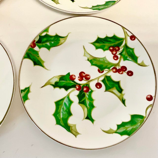 2001 Americana Hollywood Regency Restoration Hardware Holly Berry Salad Plates - Set of 6, Christmas For Sale - Image 10 of 15