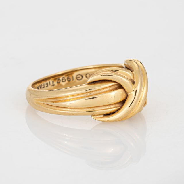 Modern C1990 Vintage Tiffany & Co X Ring 18k Yellow Gold Band Sz 5 Signed Jewelry For Sale - Image 3 of 8