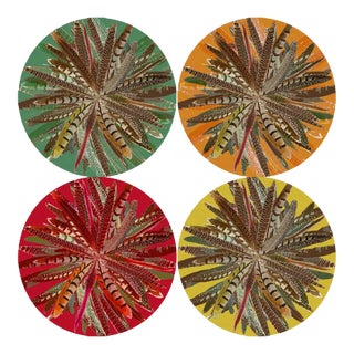 Nicolette Mayer Pheasant Feathers Coasters, Set of 4 For Sale