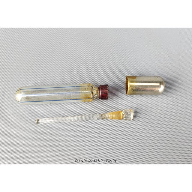 1920s 1920's Ladies Scent Bottle Vanidor Vial German Art Glass and Brass Perfume Bottle For Sale - Image 5 of 6