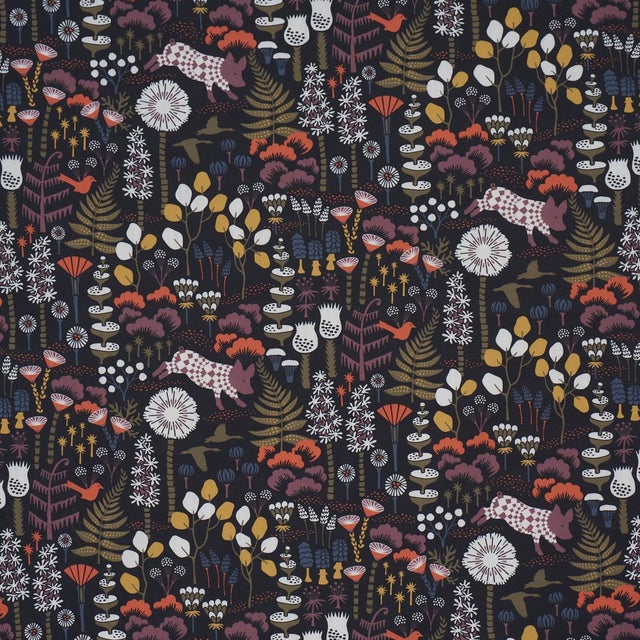Early 21st Century Boråstapeter Hoppmosse Fabric In Midnight For Sale - Image 5 of 5
