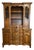 Rare Two Piece Mid-Century Vintage Queen Anne Mahogany Hutch With Green Leather Gold Embossed Desk and China Cabinet Features For Sale
