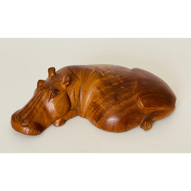 Safari 1960s Tropical Wood Handcarved Resting Hilo Sculpture For Sale - Image 3 of 7