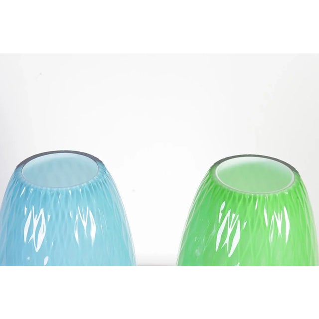 - Excellent original condition as vases were only displayed - Mold glass blown by hands of glass blower in Egermann...