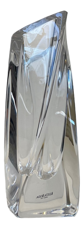 Modernist Swedish Crystal Glass Vase by Göran Wärff for Kosta Boda, 1980s