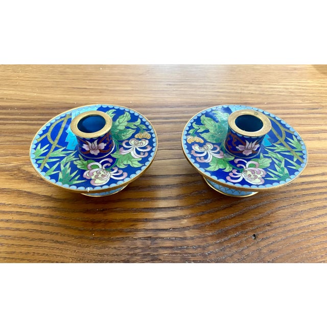 Vintage Blue Cloisonne Candlesticks a Pair Chairish