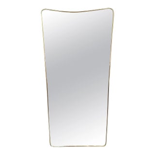 Italian Modern Gio Ponti Style Wall Mirror in Brass Frame (H 47 1/2 X W 23 3/4) For Sale
