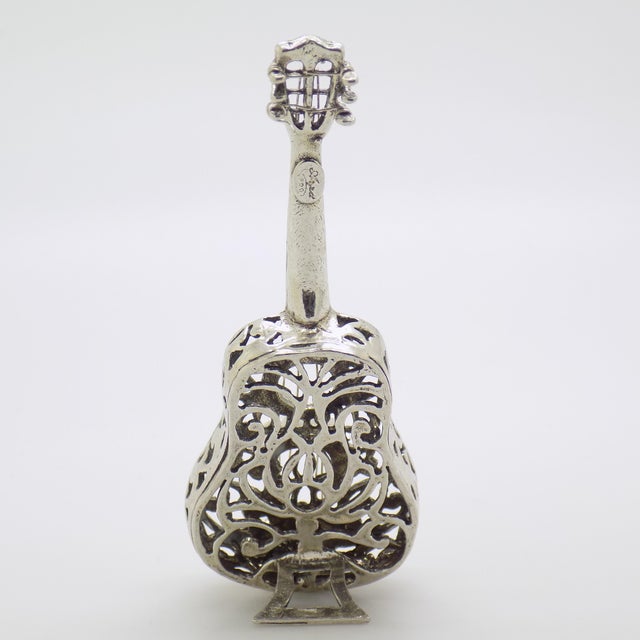 Vintage Italian Handmade Genuine Silver Classic Guitar Figurine Miniature, Made by Arpa Silversmith in Tuscany For Sale - Image 6 of 10