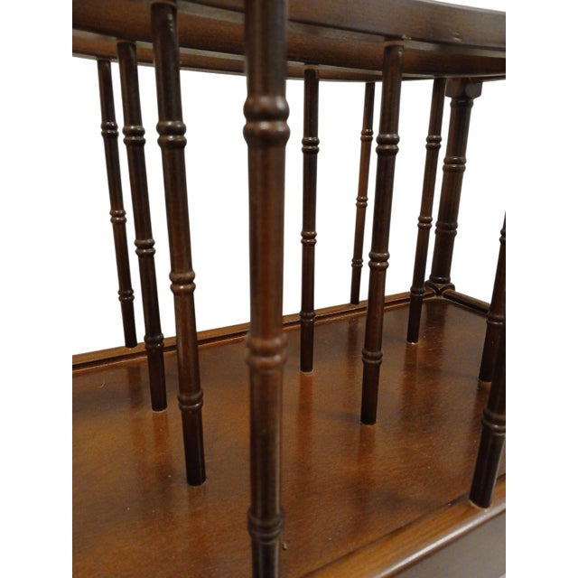 Wood Vintage Canterbury Magazine Music Rack Colonial Wood Walnut Brown Cottage 3 Rack For Sale - Image 7 of 12