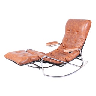 Mid-Century Rocking Reclining Armchair in Chrome by Lama, France, 1960s For Sale