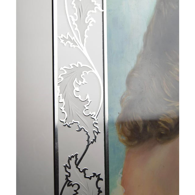 Metal 1950s Hollywood Regency Portrait Painting, Framed in Sterling Overlay Frame. For Sale - Image 7 of 9