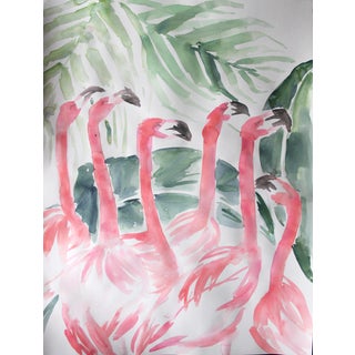 "Flamingos" Original Watercolor Painting For Sale