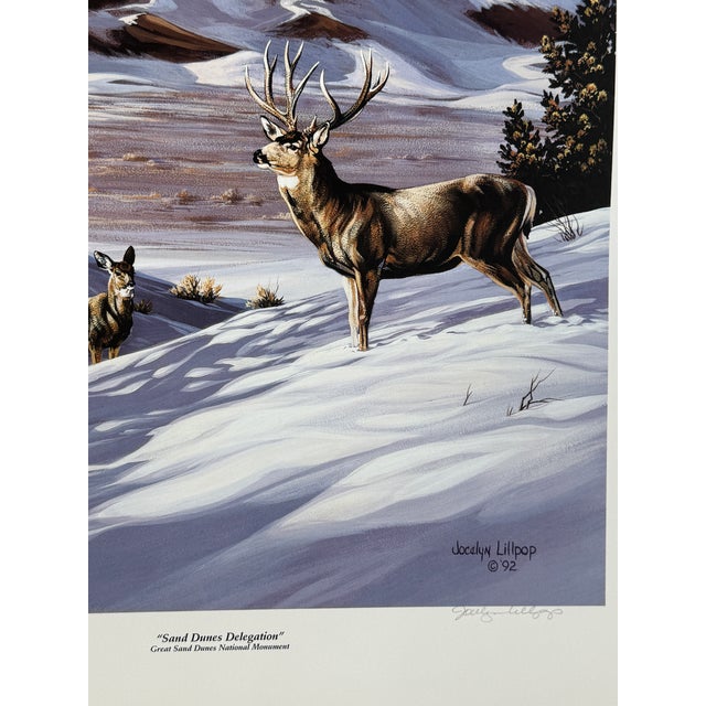 1990s 1990s Jocelyn Lillpop Russell Sand Dunes Delegation Signed Numbered Wildlife Print Mule Deere Mountains For Sale - Image 5 of 8