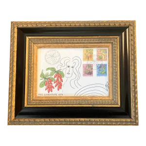 Contemporary Original Judy Henn Ink Drawing/Collage “First Day as a Red Hot Pepper” Framed