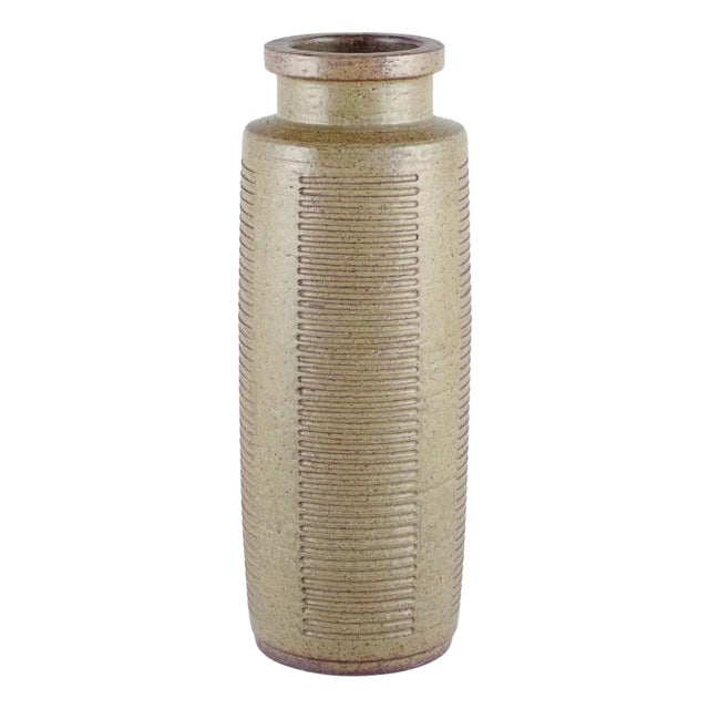 Floor Vase with Green and Brown Glaze by Per Linnemann-Schmidt for Palshus For Sale