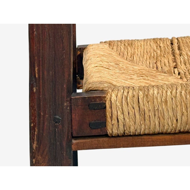 Charlotte Perriand Style, Six Brutalist Dining Chairs, Wood, Straw, France, 1960s For Sale - Image 16 of 18