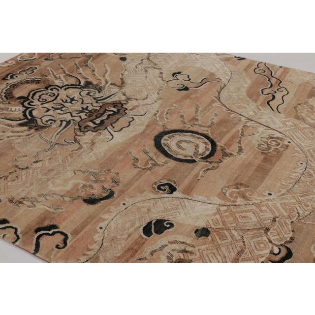 Traditional Rug & Kilim’s Chinese Inspired Dragon Rug, Pictorial in Sand and Earth Tones For Sale - Image 3 of 8