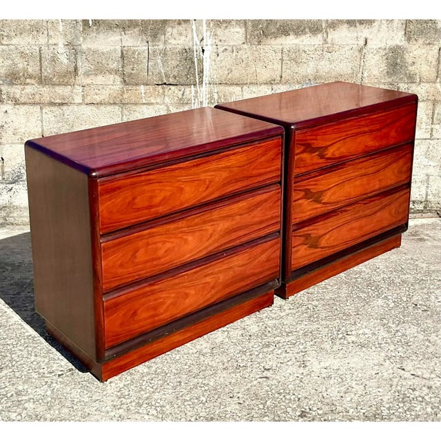 Mid-Century Modern Vintage Mid-Century Modern Brouer Rosewood Chest of Drawers - A Pair For Sale - Image 3 of 10