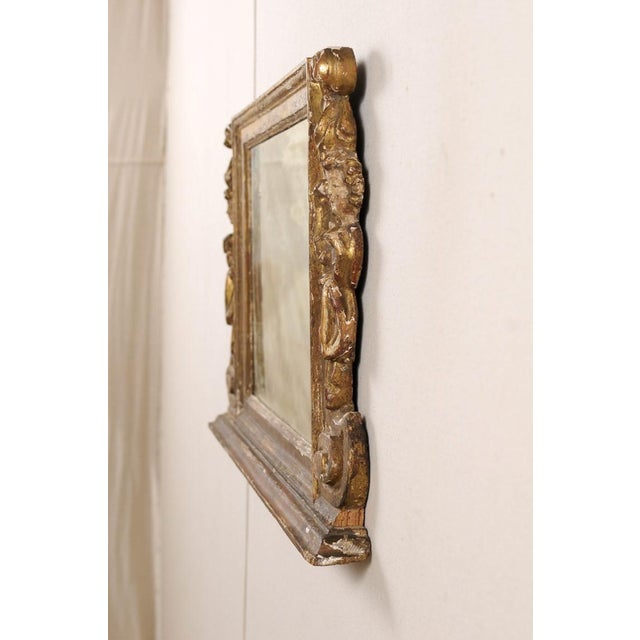 Italian Antique Hand-Carved Wooden Mirror For Sale - Image 4 of 8