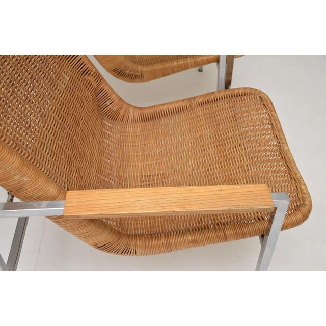 Vintage Chrome and Rattan Armchairs by Dirk Van Sliedregt for Gebroeders Jonkers Noordwolde, 1960s, Set of 2 For Sale - Image 9 of 12