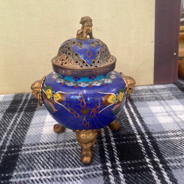 Blue Asian Blue Footed Cloisonné For Sale - Image 8 of 8