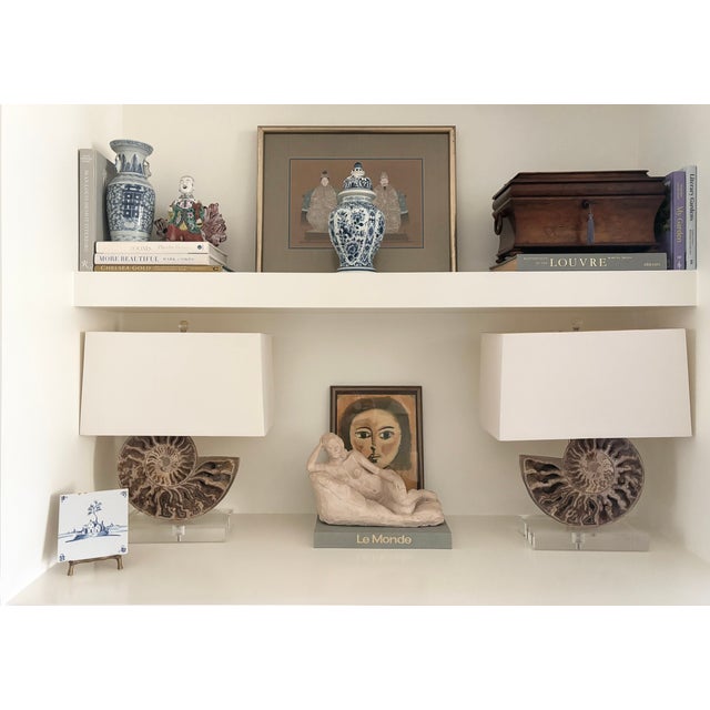 Mid 20th Century Vintage Blue and White Delftware Tile With Brass Faux Bamboo Easel Stand For Sale - Image 5 of 10