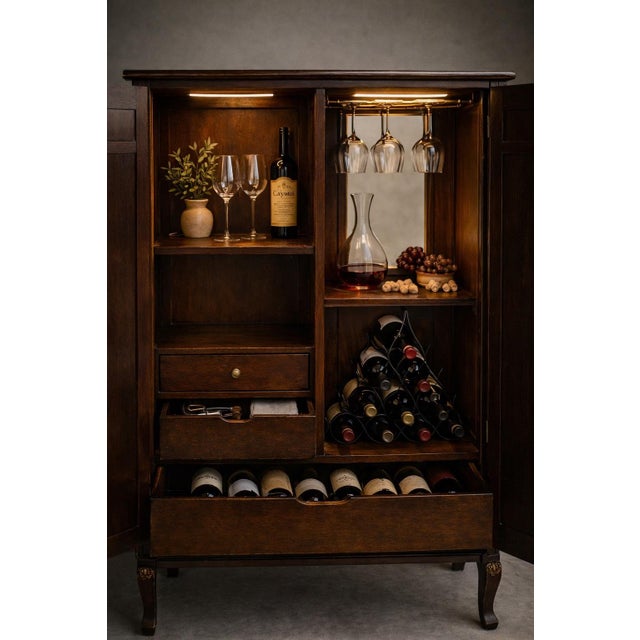 Mobile-Ready Description A refined early 20th century gentleman’s dressing cabinet, preserved in its original...