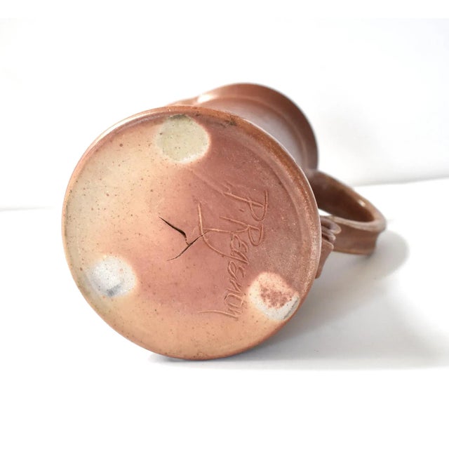 Brown Vintage Art Pottery Pitcher For Sale - Image 8 of 9