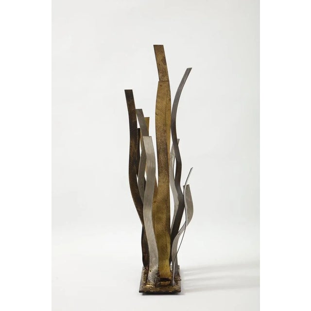 Stunning 1970's brutalist sea grass metal sculpture designed by Silas Seandel "Signed and dated" in vintage original...