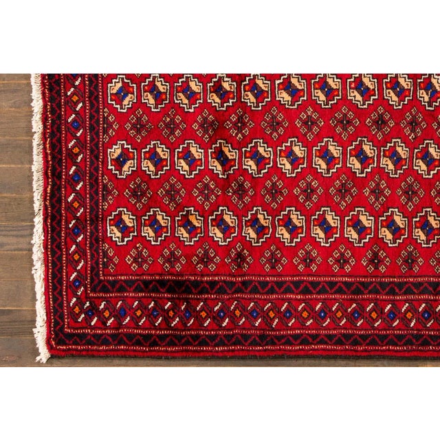 Beautiful Vintage Persian Handmade Wool Rug with a red field and multicolor accents in allover Traditional geometric...