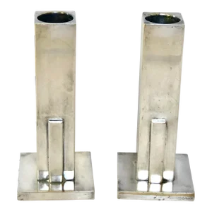 Art Deco Skyscraper Silver Candlesticks