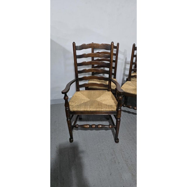 Oak Ladder Backed Dining Chairs, Set of 8 For Sale - Image 4 of 15