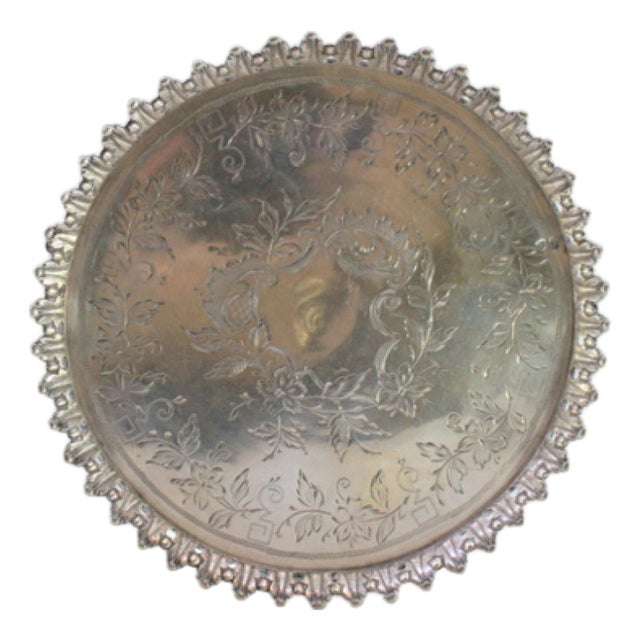 Silver Tray with Wire Rack and Floral Motifs Engraved Bottom with Raised Feet For Sale