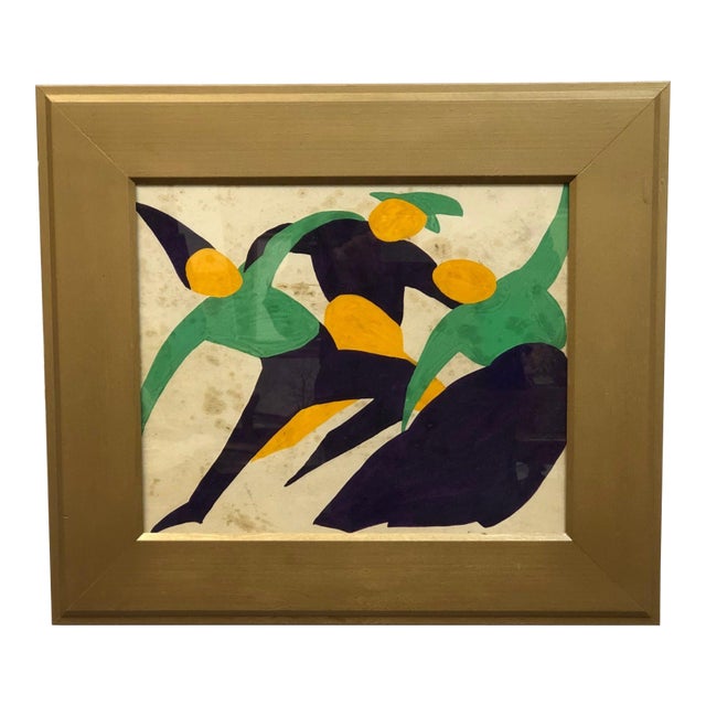 Late 20th Century "The Dancers" – Original Acrylic Painting on Paper For Sale