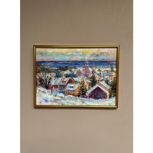 Alex Hansen, Snow‑Covered Coastline, 1950s, Oil on Canvas, Framed For Sale - Image 5 of 10