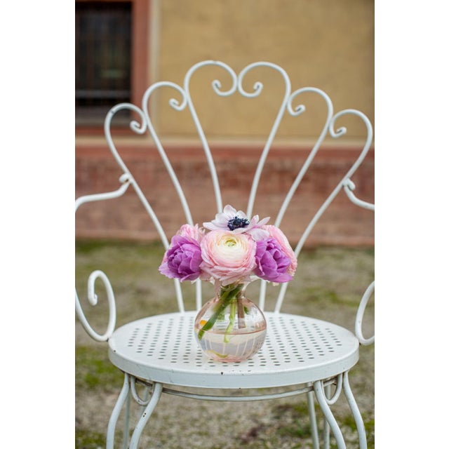 VIETRI Hibiscus Glass White Small Fluted Vase For Sale - Image 9 of 11