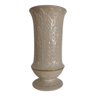 Lenox Autumn Leaf Tall Footed Vase 24k Gold Trim For Sale