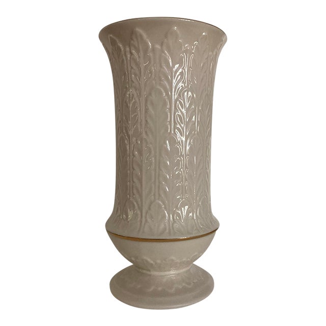 Lenox Autumn Leaf Tall Footed Vase 24k Gold Trim For Sale