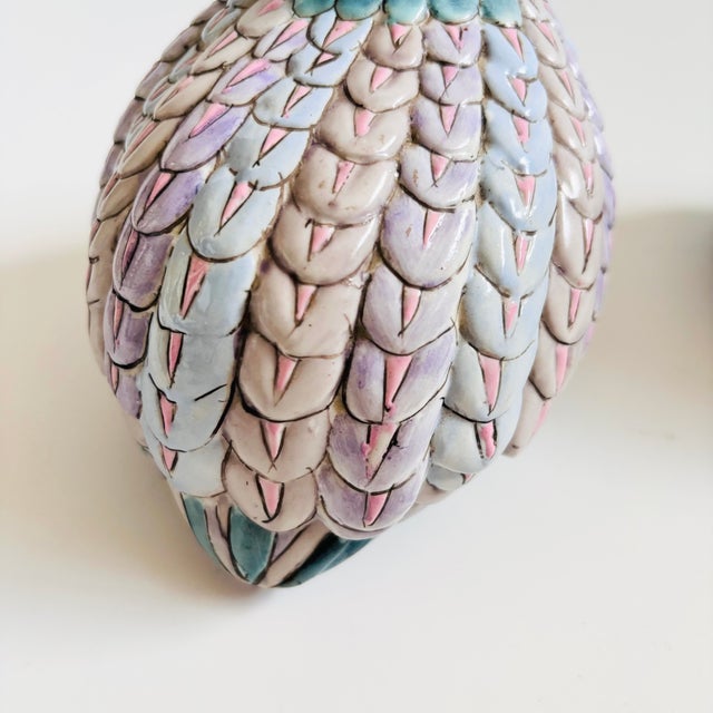 Pink Colorful Ceramic Quails by Toyo - Set of 2 For Sale - Image 8 of 11