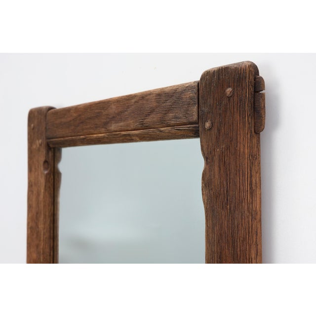 Wood Antique Rustic Oak Wall Mirror, France, 1820s For Sale - Image 7 of 11