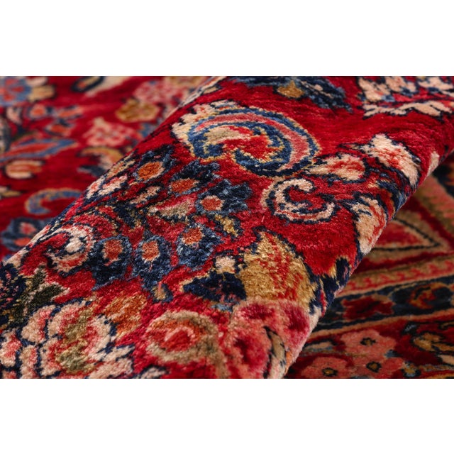 Red Antique Persian Sarouk Rug, 11'10 X 15'06 For Sale In Dallas - Image 6 of 10