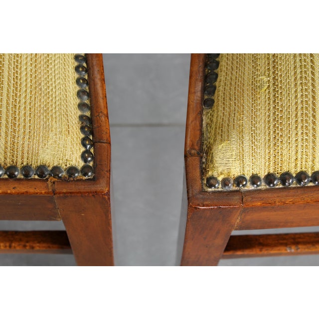 Mid-Century Italian Wood and Yellow Fabric Chairs, 1960s, Set of 6 For Sale - Image 10 of 16
