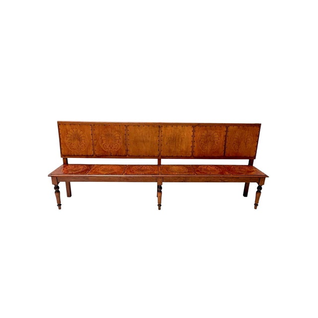 Art Nouveau Dutch Hall Bench in Elm and Beech, 1900s For Sale - Image 16 of 16