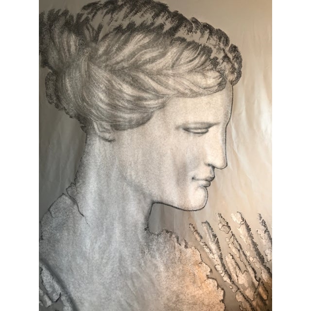 Representing Stylized Profile Grecian Statue Painting Acrylic on Canvas For Sale - Image 4 of 11