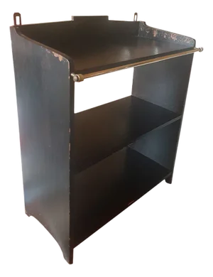 Blackened Wood Hanging Shelf with Brass Details, 1930s
