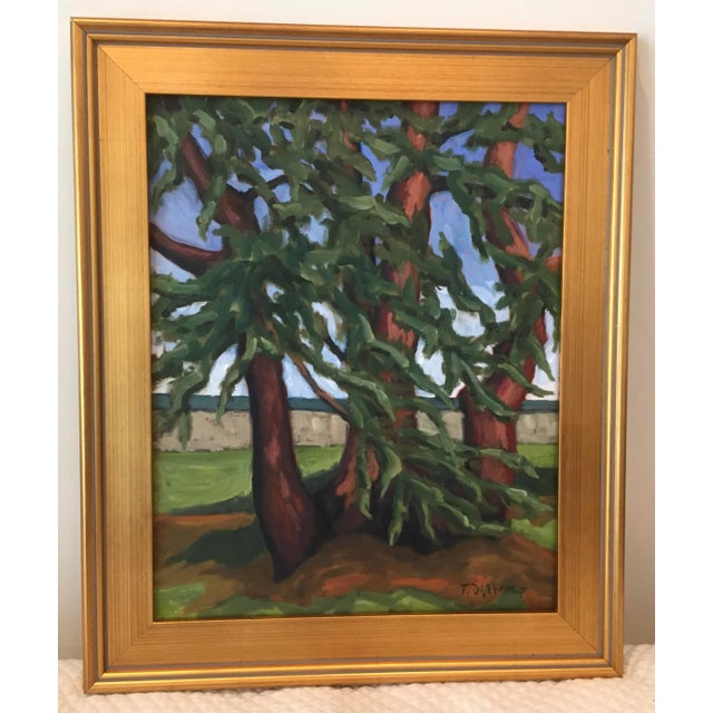 2010s “Evergreen” Contemporary Framed Landscape Oil Painting by Teresa DiMarco For Sale - Image 5 of 5